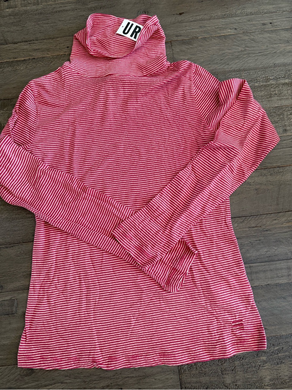 URBAN OUTFITTERS pink & White Striped Turtleneck Top